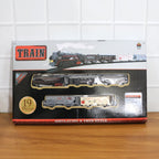 Complete layout of 19-piece battery operated toy train set for imaginative play