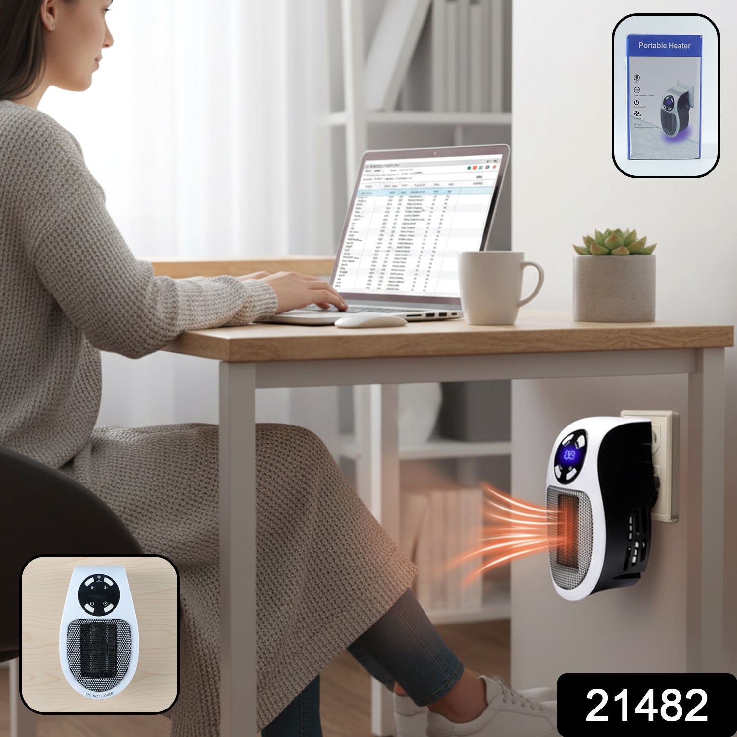 Electric space heater with digital display for easy control