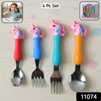 Kids spoon and fork set with unicorn design for children