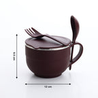 Side profile of the insulated steel bowl showcasing its handle.