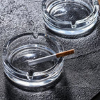 Decorative crystal glass ashtray enhancing the aesthetic of any room.