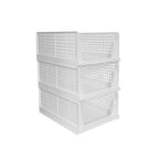 Stackable 3-layer closet organizer, perfect for efficient wardrobe clothes storage and decluttering.