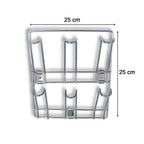 Front view of wall-mounted stainless steel mug and cup holder rack