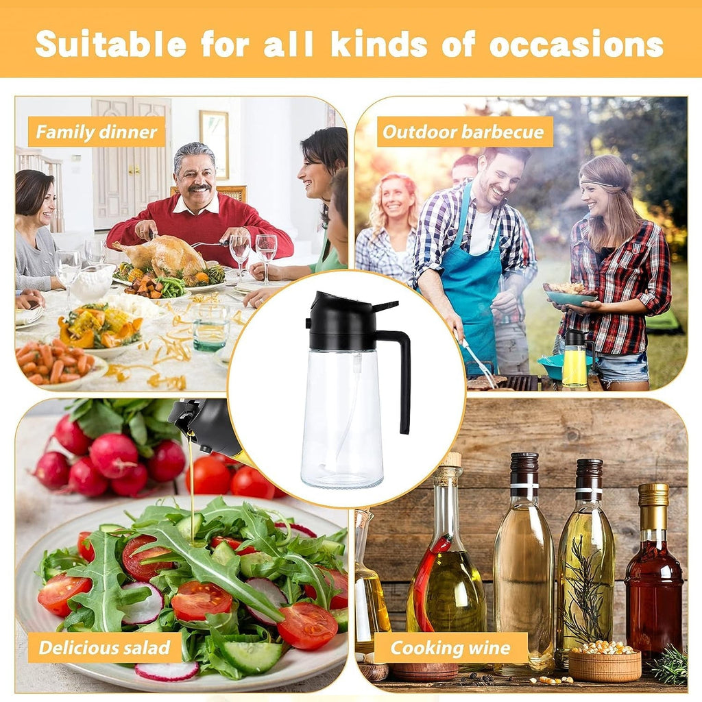 Kitchen oil container with controlled nozzle