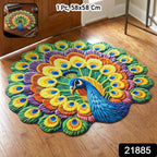 Colorful peacock pattern round floor mat for home decor