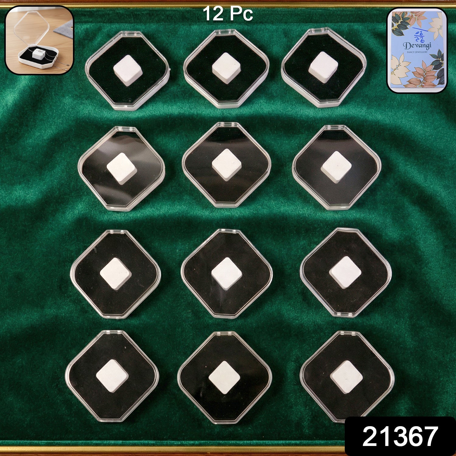 Complete 12-piece jewellery display box set with soft cushion inserts for safe storage