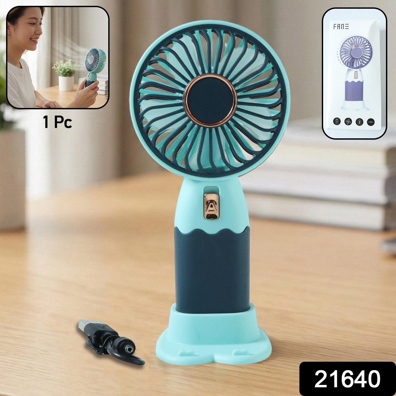 Compact handheld mini fan perfect for personal desk use