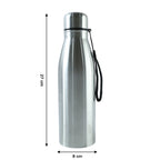 Portable stainless steel water bottle with convenient carry strap
