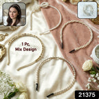 Elegant pearl embellished headband suitable for women and girls