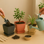 Durable plastic square planter pots ideal for home and office décor