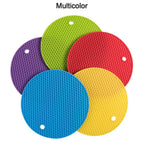 Textured silicone hot pad used as a jar opener for better grip.
