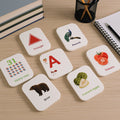 Early learner flashcard set showing colorful educational cards