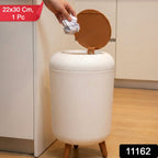 Premium stylish mini dustbin with wooden finish stand and lid