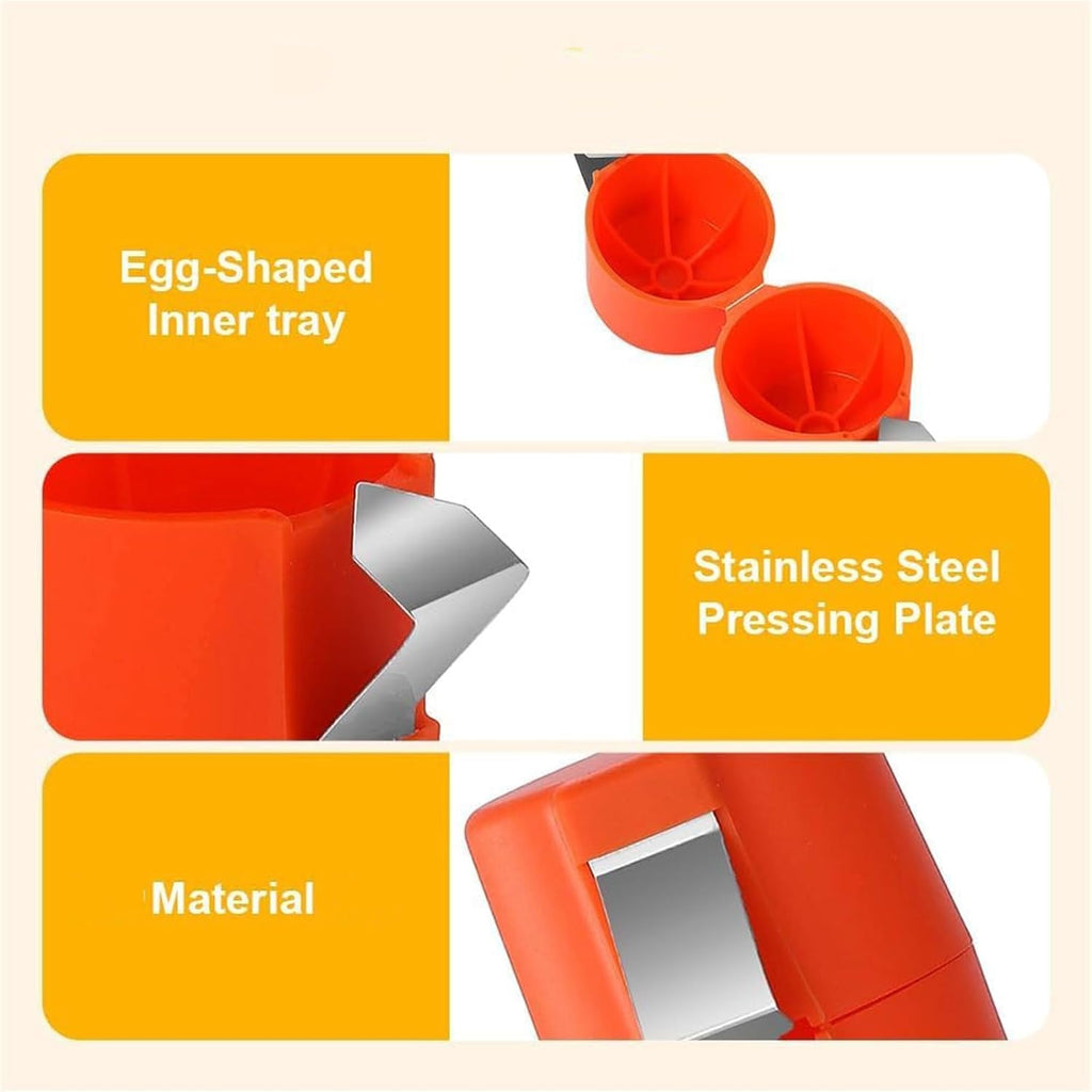 Compact Egg Cracker Tool stored neatly in a kitchen drawer, highlighting space efficiency.