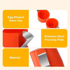 Compact Egg Cracker Tool stored neatly in a kitchen drawer, highlighting space efficiency.