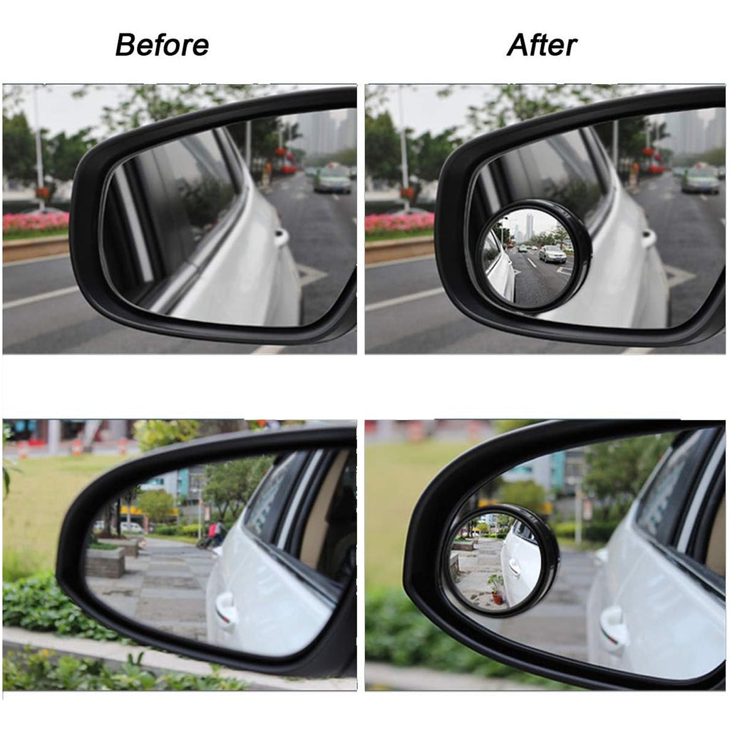 Driver's perspective showing reduced blind area using blind spot mirror