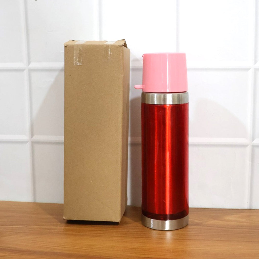 Top view showing handle lid mechanism of insulated travel bottle 500ML