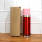 Top view showing handle lid mechanism of insulated travel bottle 500ML