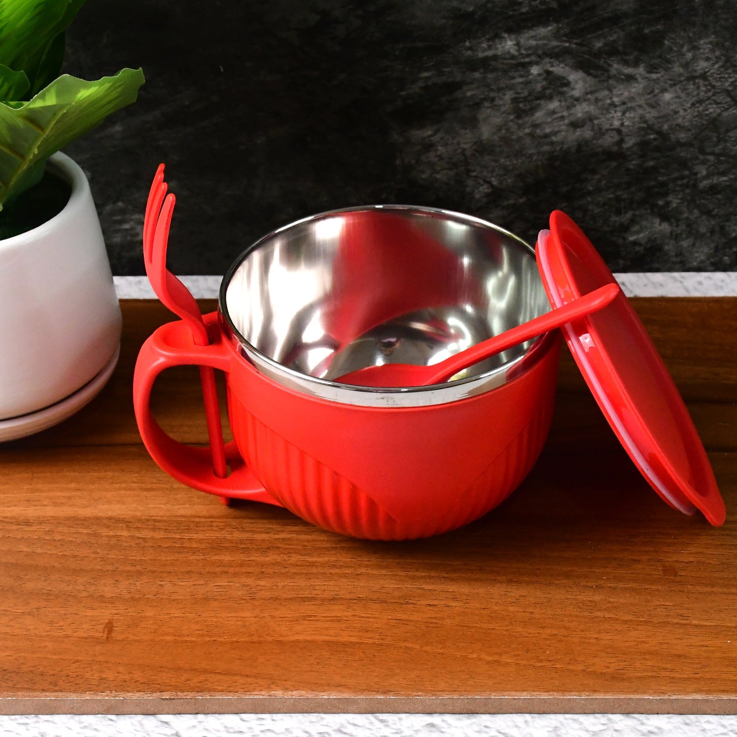Insulated Soup Bowl – 650 ml with Lid, Handle & Cutlery Set