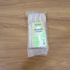 Packaging box containing 30 disposable wooden spoons by Freshee.
