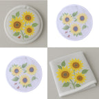 Bright sunflower design fan cover enhancing the look of a fan grill