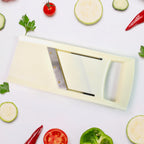 Top-down view of the fruit slicer kitchen tool showcasing its ergonomic design.