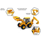 Side view of the durable JCB Style Backhoe Loader Toy Truck