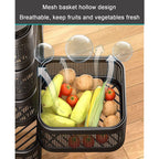 A metal kitchen trolley being easily moved on wheels, holding fresh fruits.