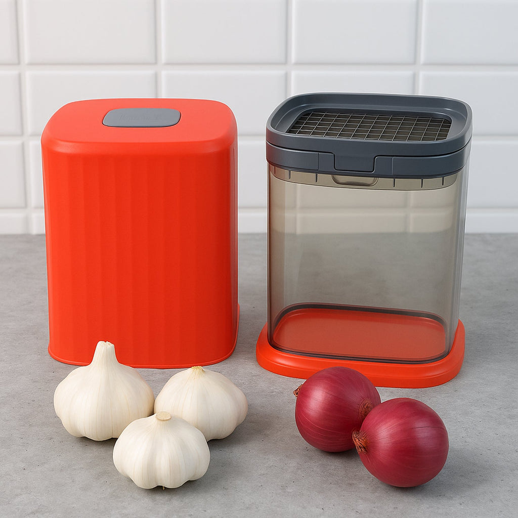 Manual garlic and onion chopper with press cutter
