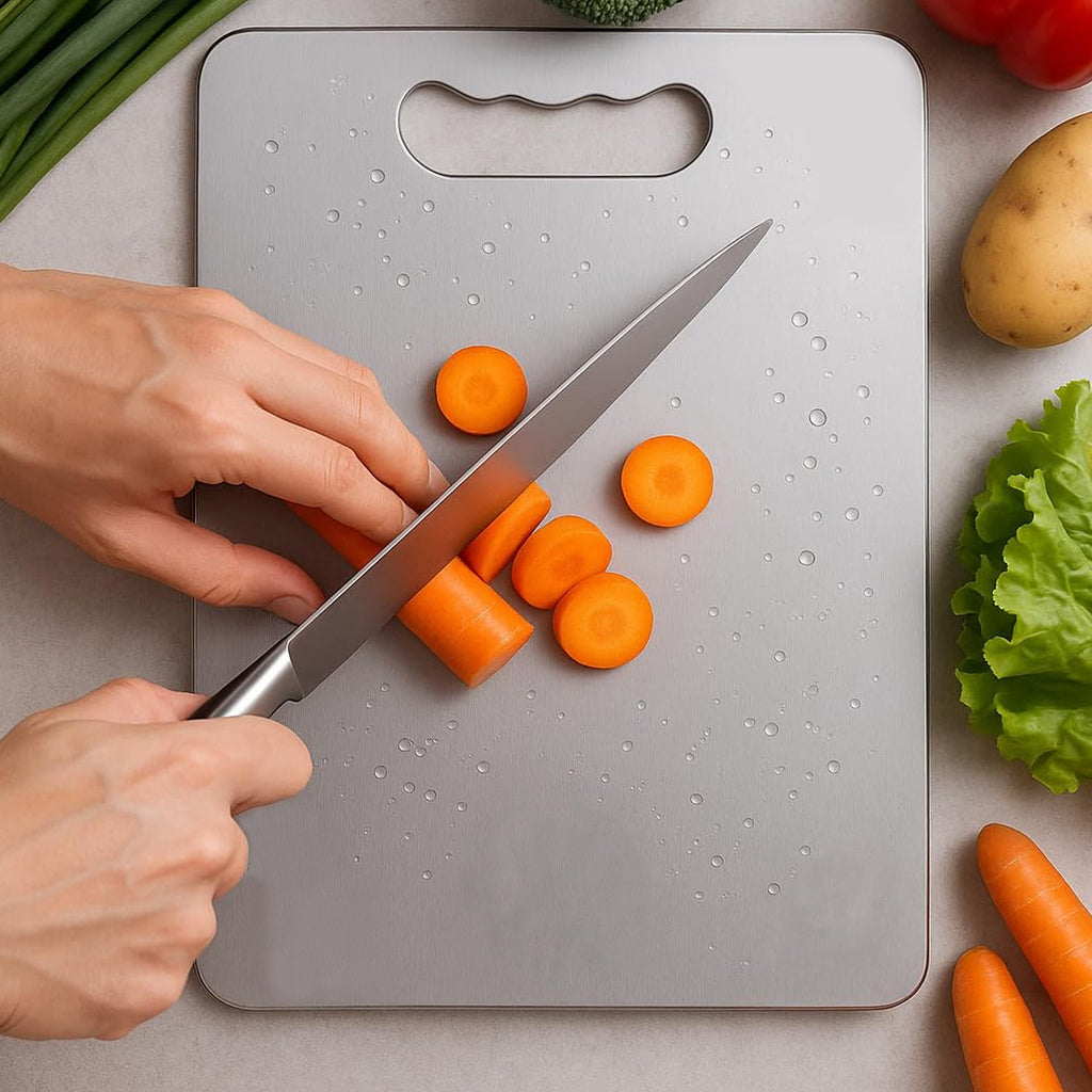 Supermom stainless steel Stello chopping board with hygienic surface