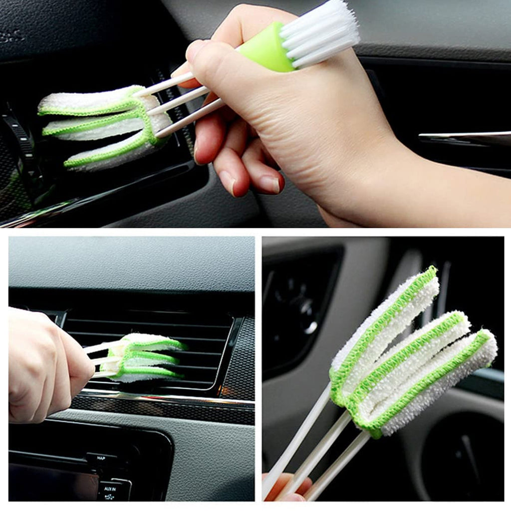 Overview of full multipurpose window cleaning tool set with sponge and brush