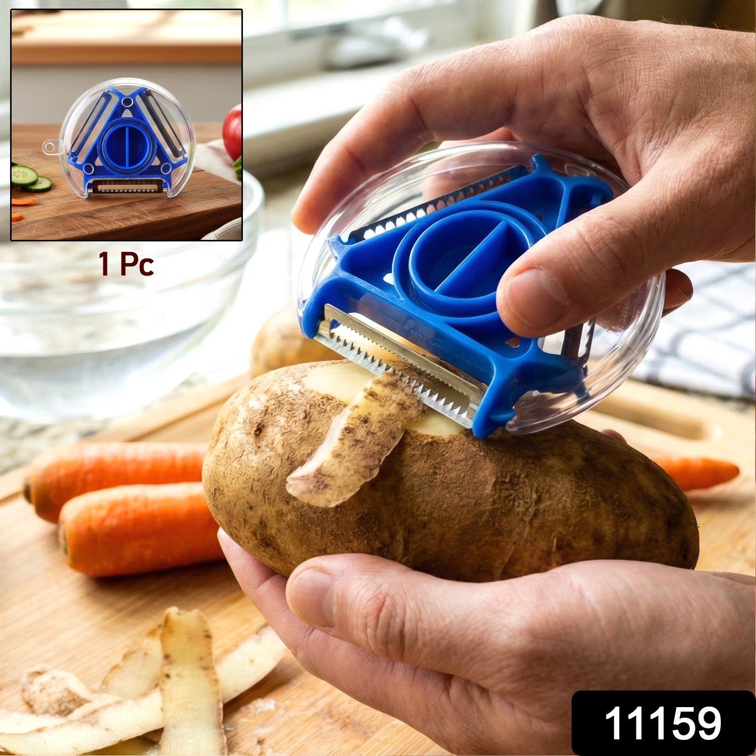 Stainless steel blades on vegetable and fruit peeler for smooth cutting