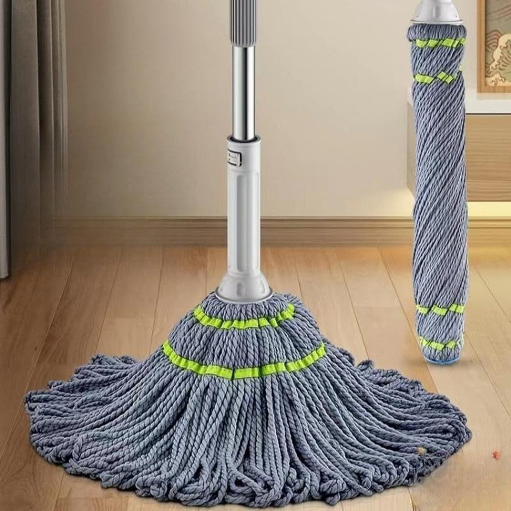 Self wringing mop with stainless steel handle cleaning hardwood floor efficiently