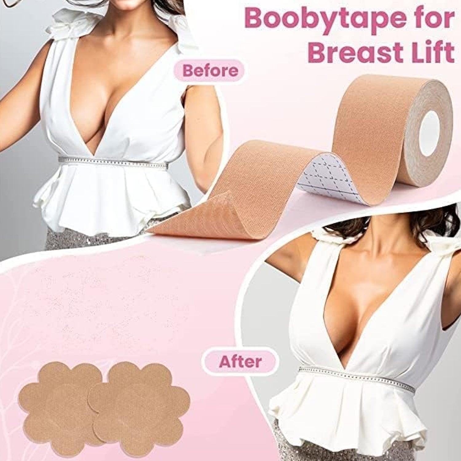 Texture detail of the skin-friendly, cotton-blend Boob Tape.