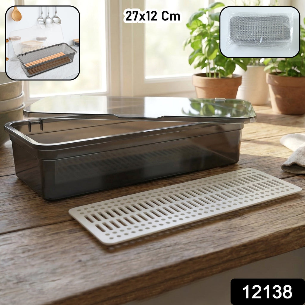Kitchen sponge and brush storage tray