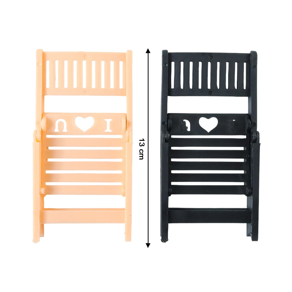 Mini chair shaped mobile phone stands in mixed colors display