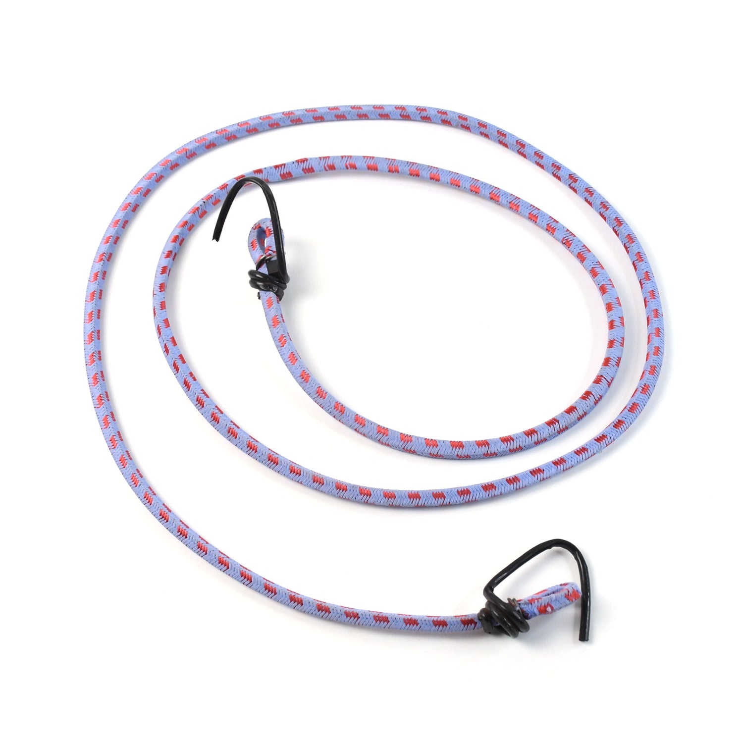 Secure bungee cord strap fastening a suitcase to a motorcycle for safe transport.