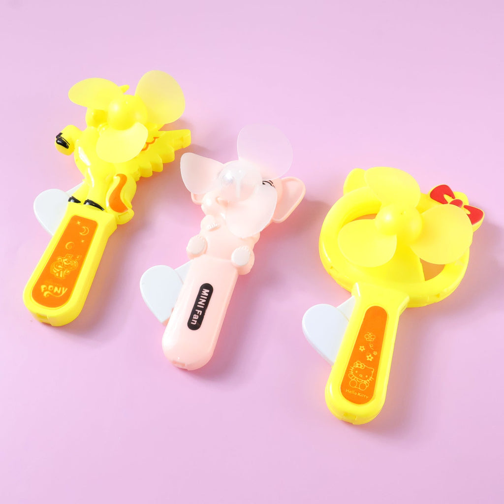 Portable manual hand press fan toy in mixed bright colors