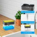 Konvex 2-in-1 Soap Dispenser with built-in scrub holder on a kitchen counter.