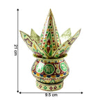 Decorative pooja kalash set arranged in festive pooja room