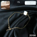 Adjustable chain bracelet worn on wrist showcasing minimalist square stone charm