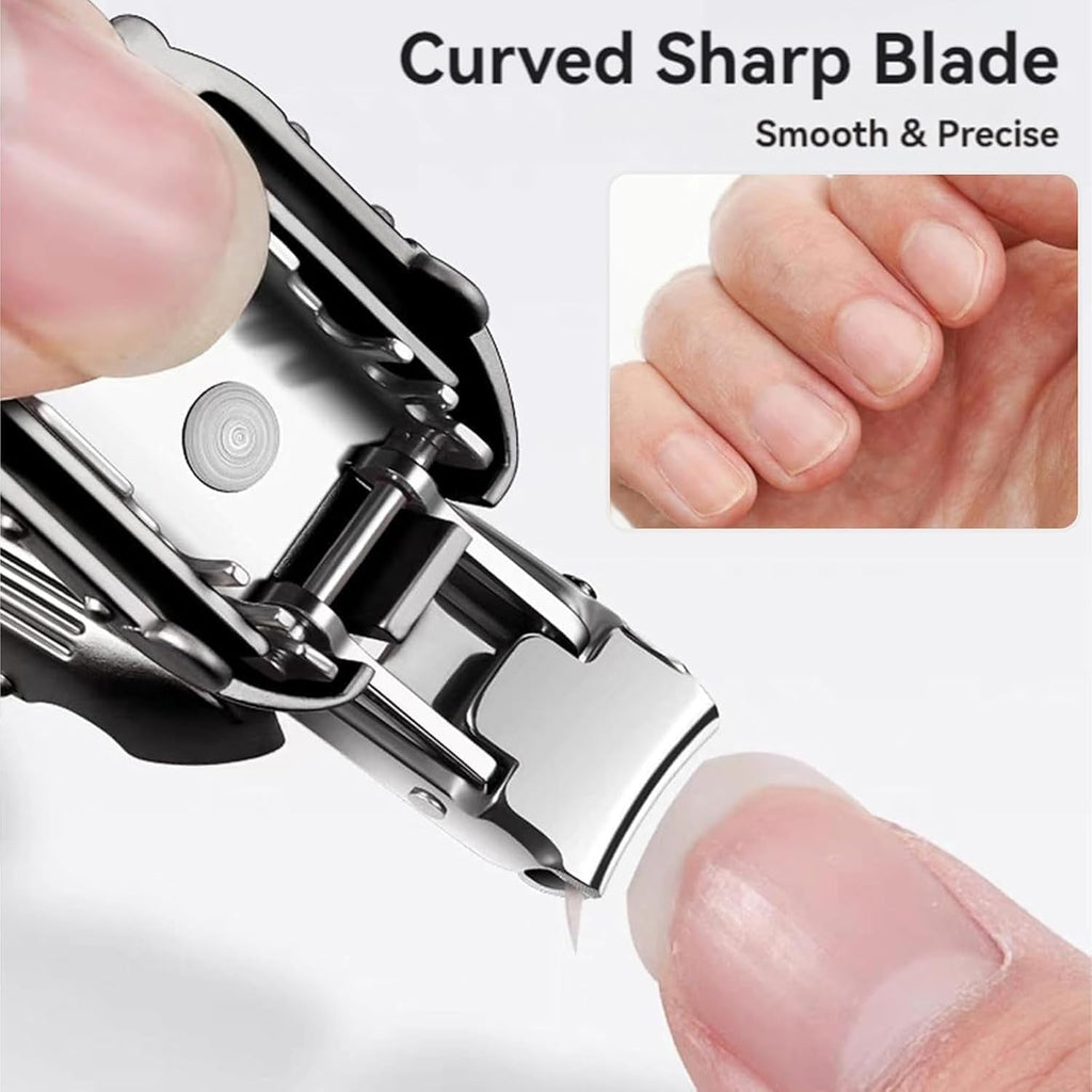 Miniature nail clipper folded for compact storage on a keychain.