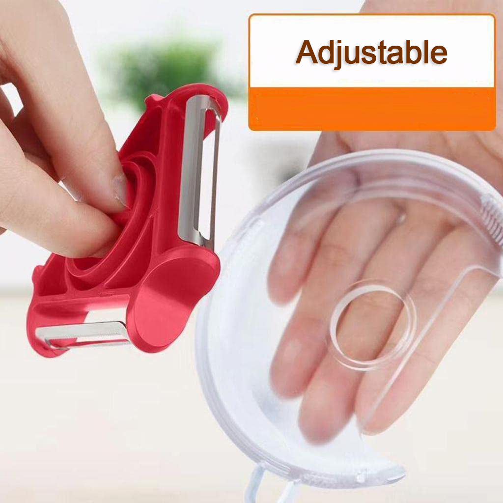 The durable stainless steel blades of the rotary peeler ensuring long-lasting performance.