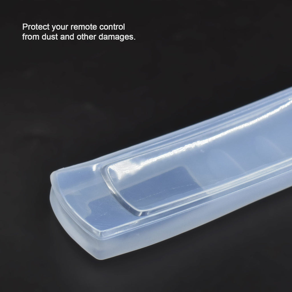 Flexible transparent remote pouch cover providing easy access to all buttons.