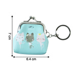 Compact coin purse keychain with playful cartoon cat design