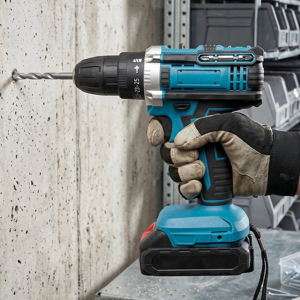 Lifestyle view of cordless drill in use