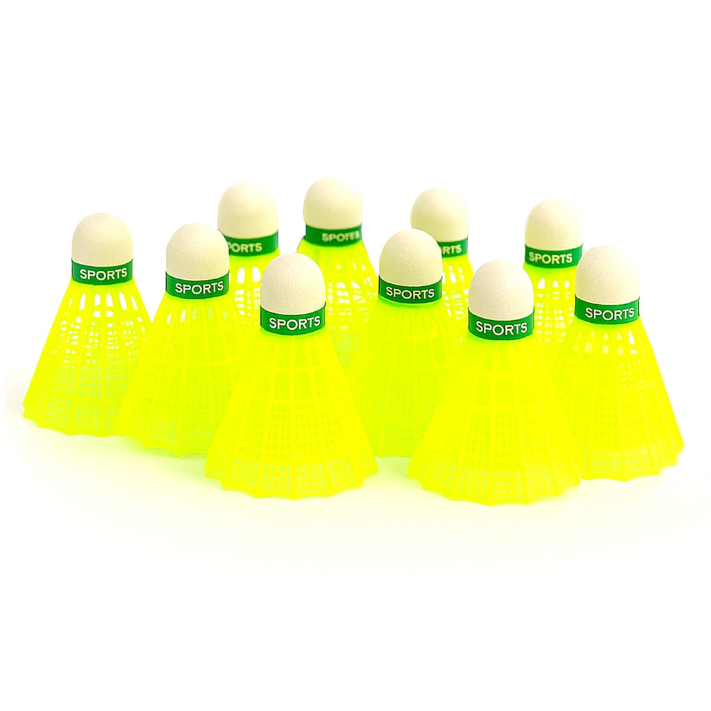 Konex plastic shuttlecocks with neon yellow wings ready for fast play