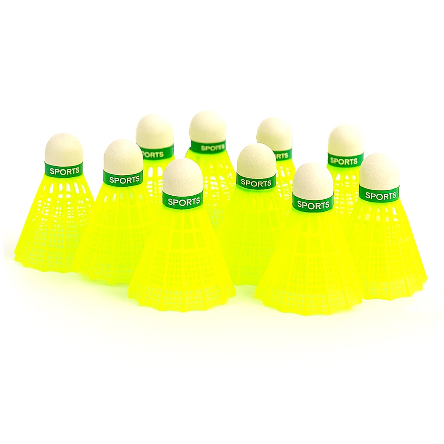 Konex plastic shuttlecocks with neon yellow wings ready for fast play
