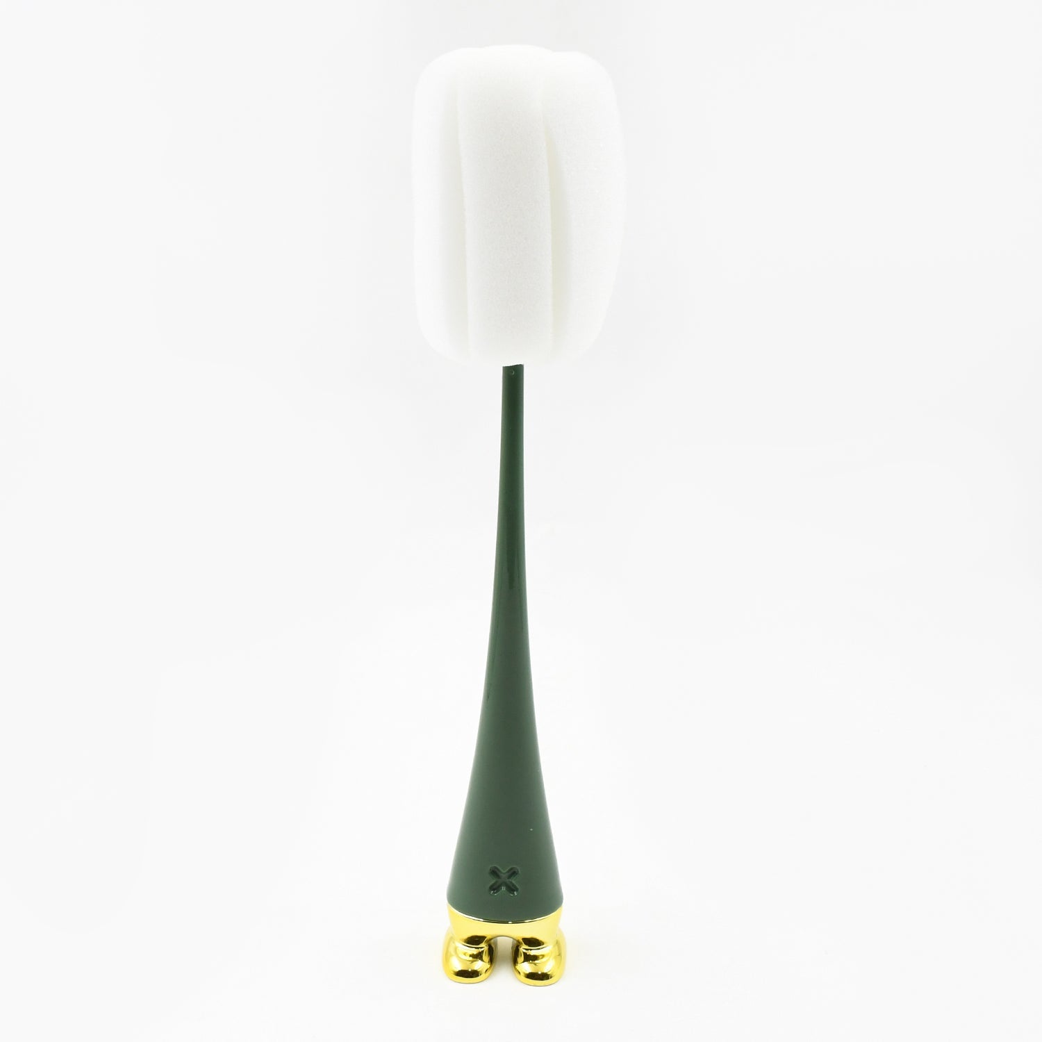 Silicone bottle cleaning brush showcasing its ability to clean different cup shapes.