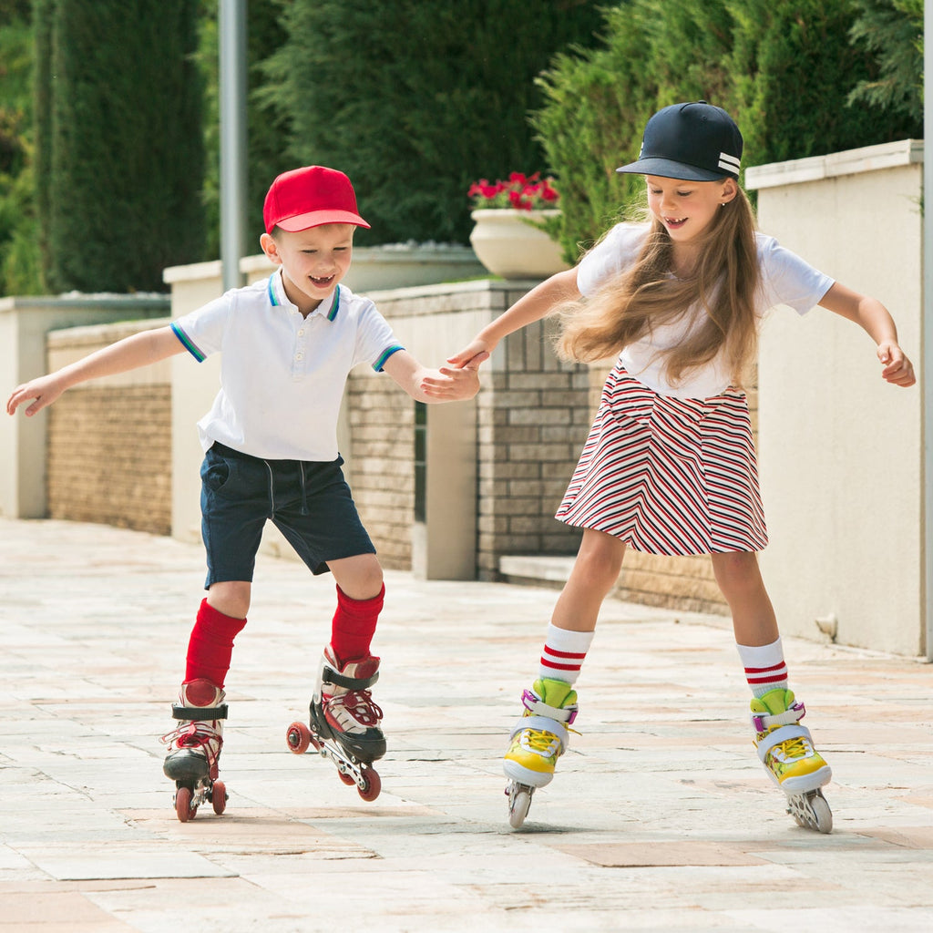 Person wearing LED light-up roller skates, ready for fun.